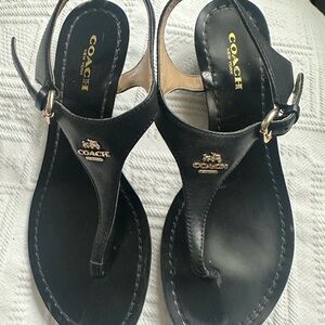Coach Black Leather Women's Sandals